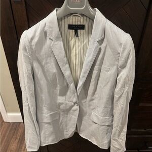 Rag & Bone 70% silk white and blue striped blazer size 10